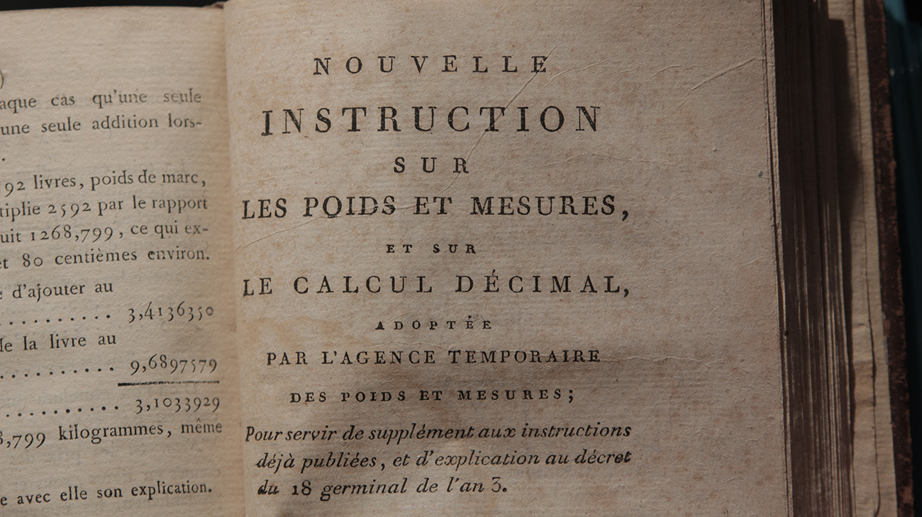 Photo of 1795 metric instruction book from the collection of Michael Trott